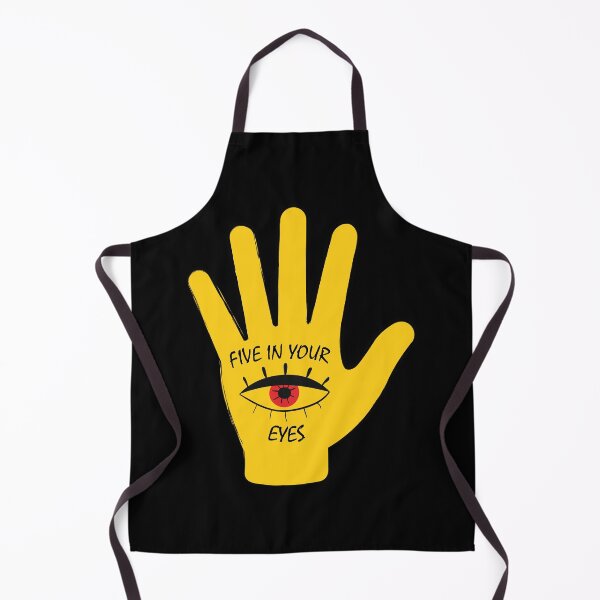 Item preview, Hamsa Hand Protection – Yellow Hand of Fatima with Evil Eye Symbol “Five in Your Eyes” designed and sold by WordPlayStudio.