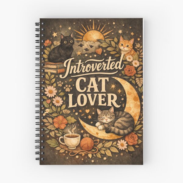 Item preview, Introverted Cat Lover Aesthetic Design – Cute Cozy Cat Lover Minimal Art designed and sold by Sanika arts .
