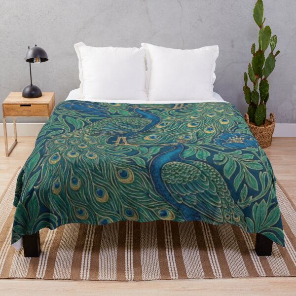 Item preview, Ornate Teal Peacock and Golden Floral Pattern designed and sold by DGtaLrtcom.
