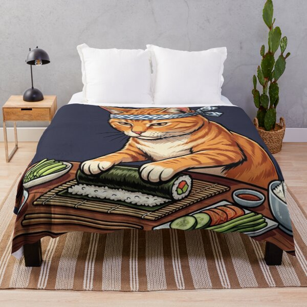 Item preview, Cute Ginger Cat Sushi Master Chef Rolling Sushi designed and sold by HappySproutArt.