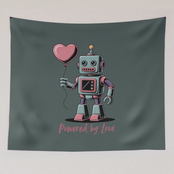Aperçu de l'œuvre Robot rétro mignon avec ballon créée et vendue par All About DigiCraft by Fedelina.