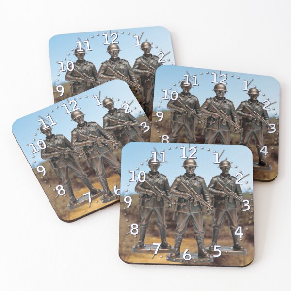 Item preview, Illustration of lead figurines of US soldiers with weapons in hand, 1970 (HRS) designed and sold by Alan-David.