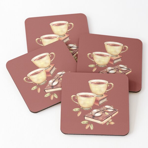 Item preview, Tea Cup, Book, and Glasses | Vintage Art designed and sold by UnhingedBird.
