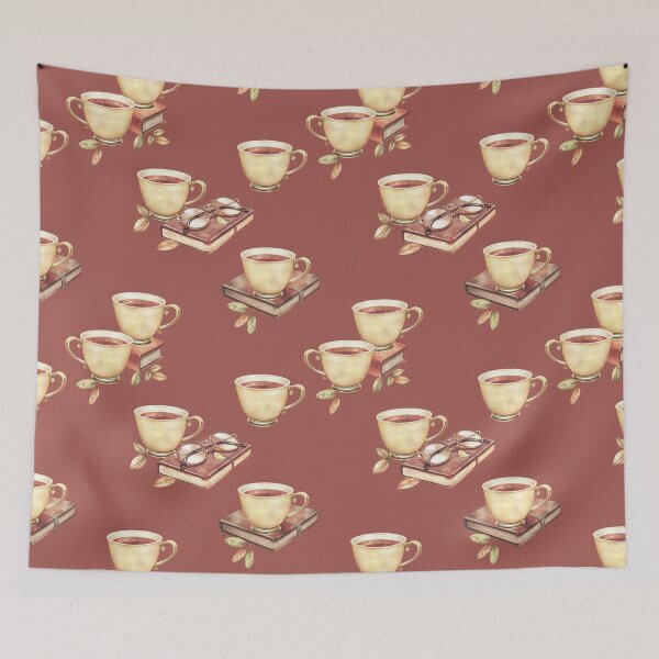 Item preview, Tea Cup, Book, and Glasses | Vintage Art designed and sold by UnhingedBird.