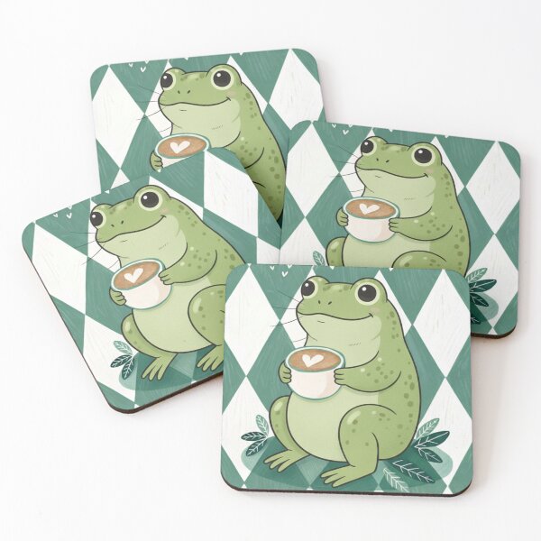 Item preview, Latte Time with Cozy Frog | Cute Relax Illustration designed and sold by HeyHas.