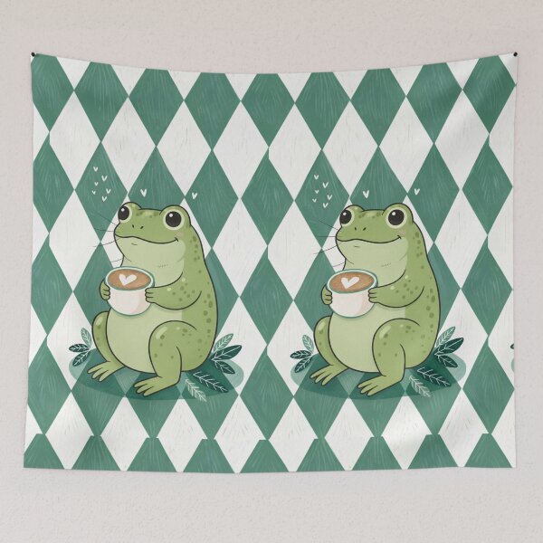Item preview, Latte Time with Cozy Frog | Cute Relax Illustration designed and sold by HeyHas.