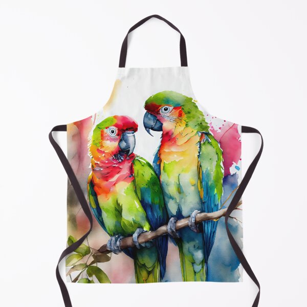 Item preview, Parrot couple Watercolor Valentine birds rainbow designed and sold by Frollein S Berlin.