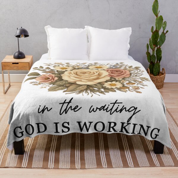 Item preview, In the Waiting God is Working - Womens Vintage Christian Floral Boquet designed and sold by Blood Washed Apparel.