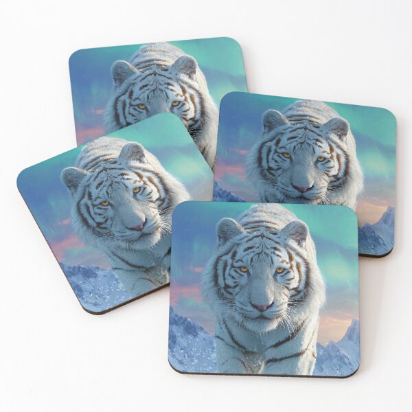 Item preview, White Tiger in the Ice with Northern Lights designed and sold by drizzd.