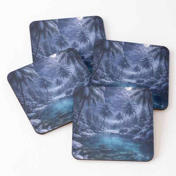 Item preview, Moonlit Winter Oasis: Snowy Palms & Crystal River Fantasy designed and sold by aminz4.