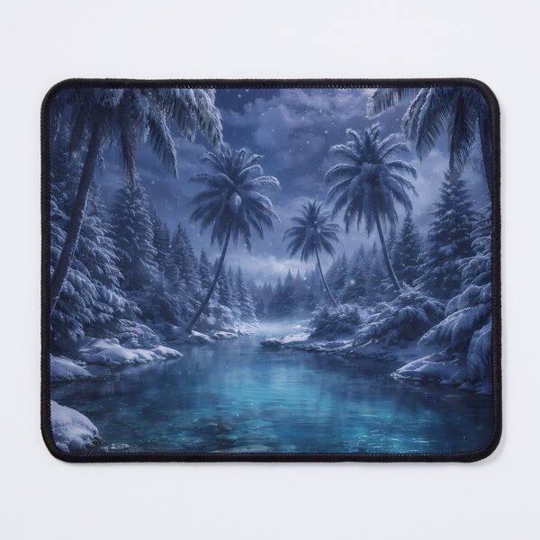 Item preview, Moonlit Winter Oasis: Snowy Palms & Crystal River Fantasy designed and sold by aminz4.