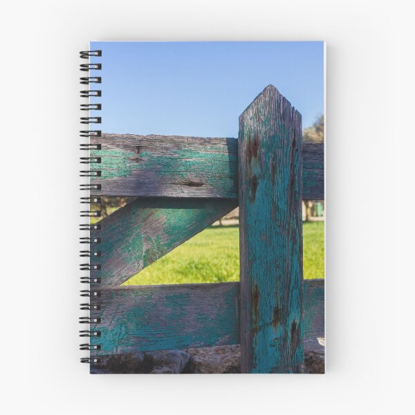 Item preview, Rustic Weathered Wooden Fence With Peeling Green Paint Overlooking Sunny Rural Field designed and sold by Nmallia.