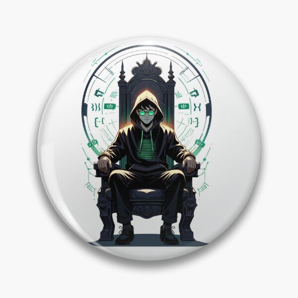 Item preview, Hooded Hacker in Control Chair designed and sold by RØNI AI.