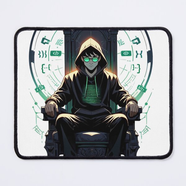 Item preview, Hooded Hacker in Control Chair designed and sold by RØNI AI.