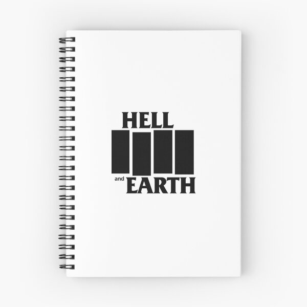 Item preview, Logotipo de la bandera punk rock del infierno y la tierra en blanco y negro designed and sold by Hellandearth.