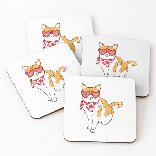 Item preview, Cool Ginger Cat with Heart Sunglasses designed and sold by BorowskiLab.