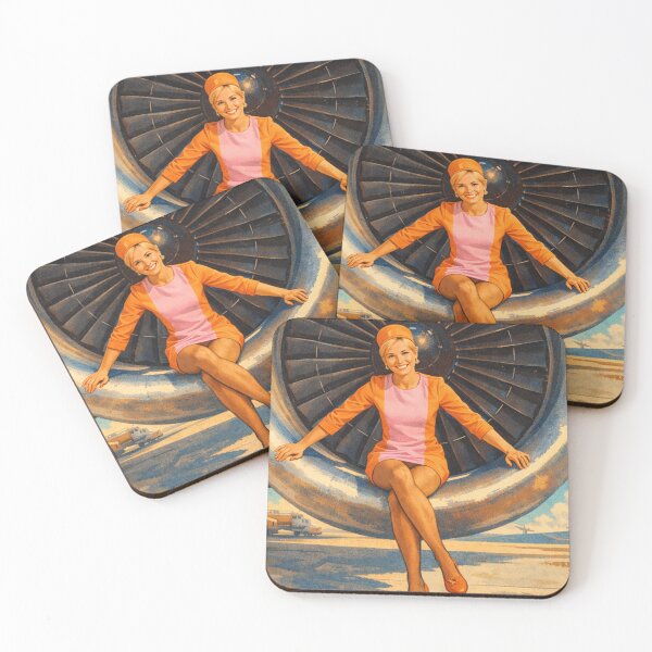 Item preview, Pacific Southwest PSA Airlines stewardess pinup jet engine designed and sold by PilotandPlane.