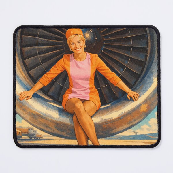 Item preview, Pacific Southwest PSA Airlines stewardess pinup jet engine designed and sold by PilotandPlane.
