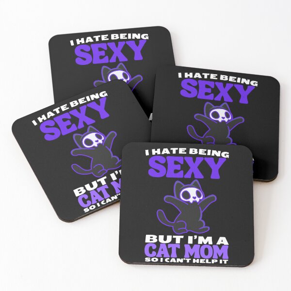 Item preview, i hate being sexy but i'm a cat mom so i can't help it in purple cat Classic Funny T-Shirt designed and sold by OldSkullDesigns.