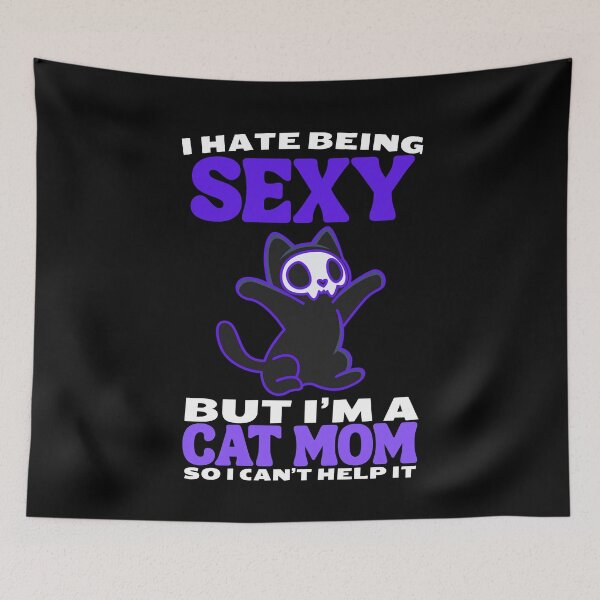 Item preview, i hate being sexy but i'm a cat mom so i can't help it in purple cat Classic Funny T-Shirt designed and sold by OldSkullDesigns.