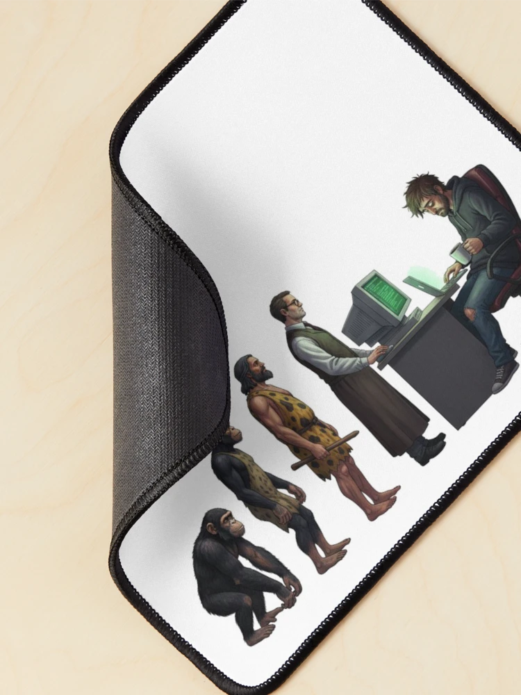 Thumbnail 2 of 5, Mouse Pad, Human Evolution into Tech Support designed and sold by RØNI AI.