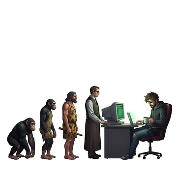 Artwork thumbnail, Human Evolution into Tech Support by RØNI AI