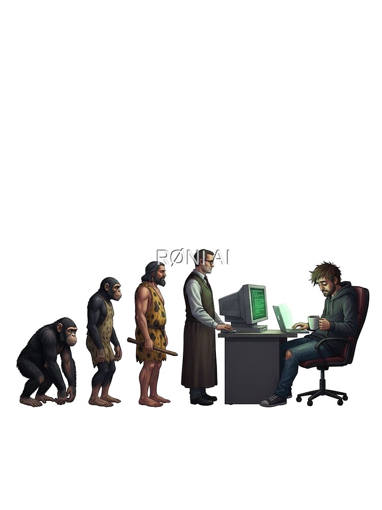 Thumbnail 3 of 3, Scarf, Human Evolution into Tech Support designed and sold by Roniaishop.