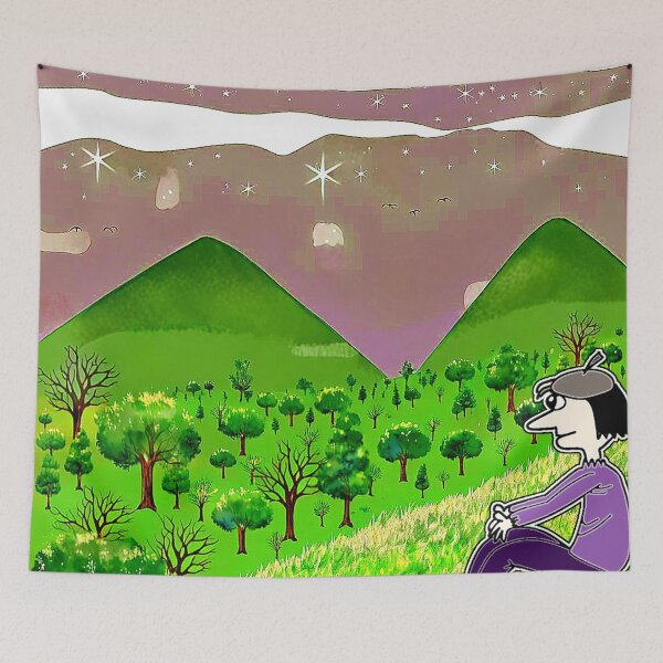 Item preview, "Whimsical Character Gazing at Surreal Landscape" designed and sold by nighttime1990.