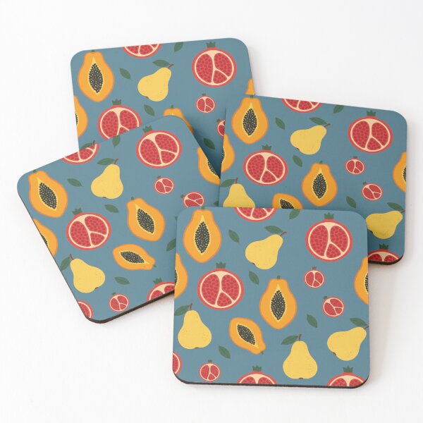 Item preview, Tropical Fruit Pattern – Teal Blue Kitchen Decor Illustration designed and sold by Aloloco.