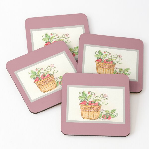 Item preview, Strawberry Basket - watercolor illustration designed and sold by Annie Mason Art.