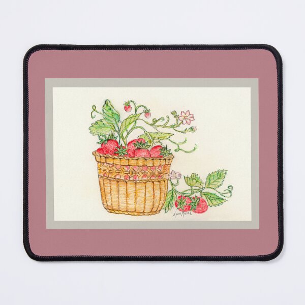 Item preview, Strawberry Basket - watercolor illustration designed and sold by Annie Mason Art.