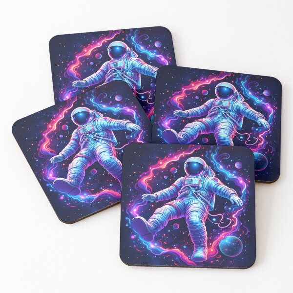 Item preview, Neon Astronaut Floating in Cosmic Space designed and sold by AbstractAuraArt.