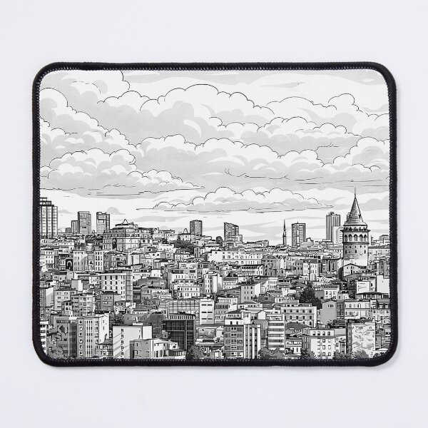 Item preview, Black & White Istanbul Skyline – Galata Tower Line Art Illustration designed and sold by Pacika.