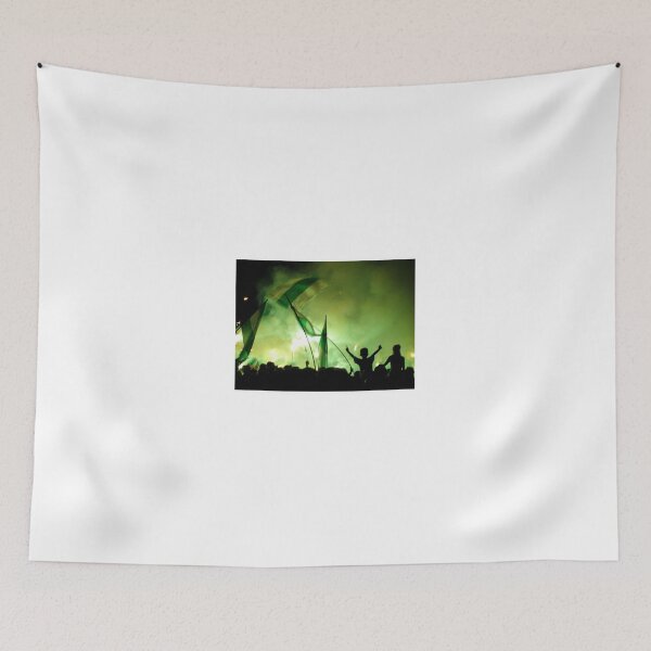 Item preview, Nighttime Celebration With Green Smoke, Flags and Silhouetted Fans Cheering in Crowd designed and sold by Nmallia.