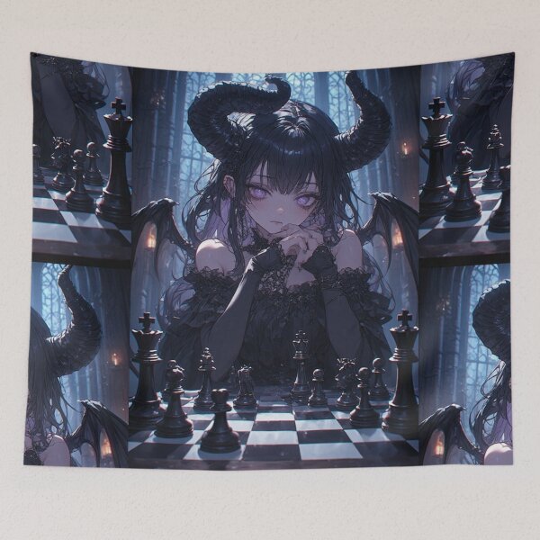 Item preview, Demon girl and chess - Dark fantasy designed and sold by ArtsJulian.
