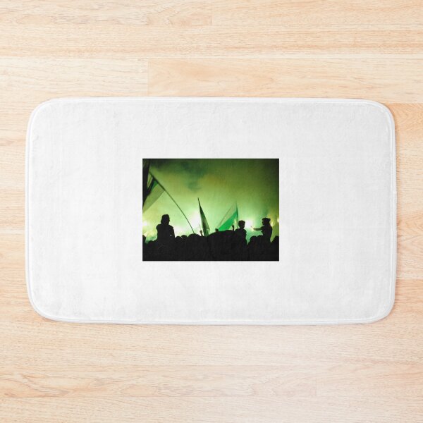 Item preview, Nighttime Celebration With Green Smoke, Flags and Silhouetted Fans Cheering in Crowd designed and sold by Nmallia.
