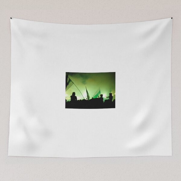 Item preview, Nighttime Celebration With Green Smoke, Flags and Silhouetted Fans Cheering in Crowd designed and sold by Nmallia.