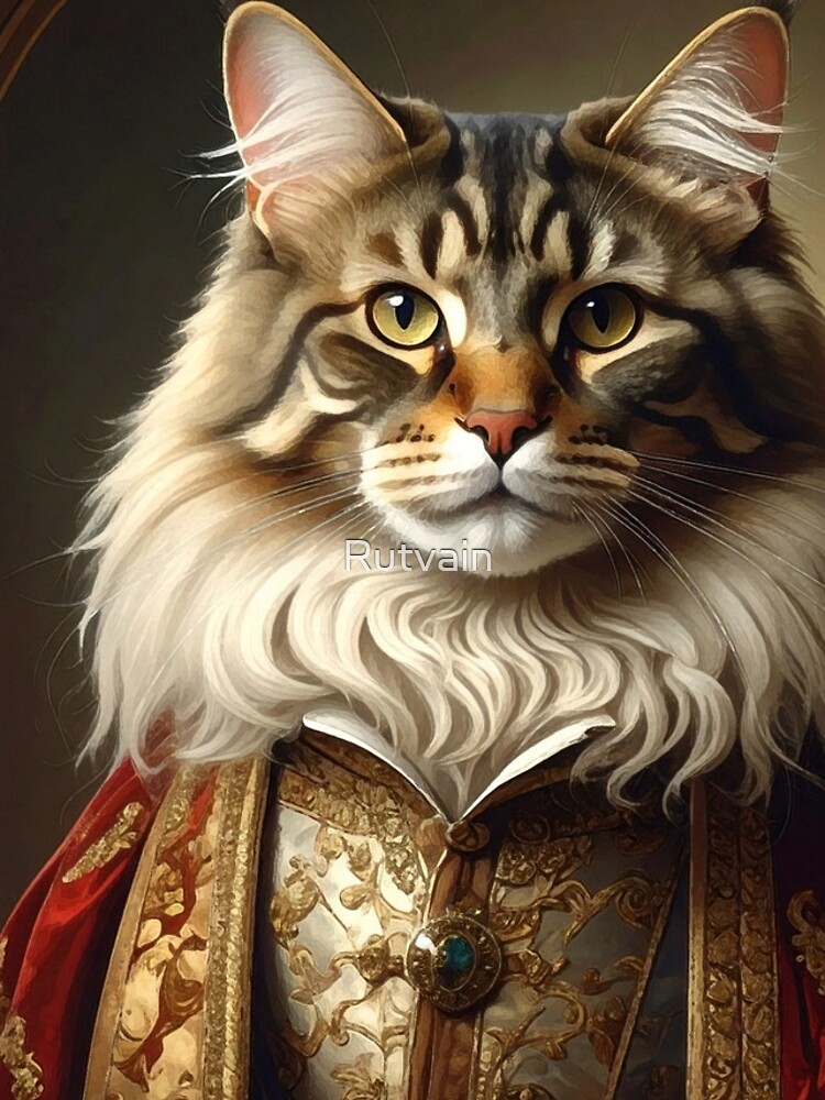 Thumbnail 4 of 4, iPhone Case, Royal Maine Coon Renaissance Portrait designed and sold by Rutvain.
