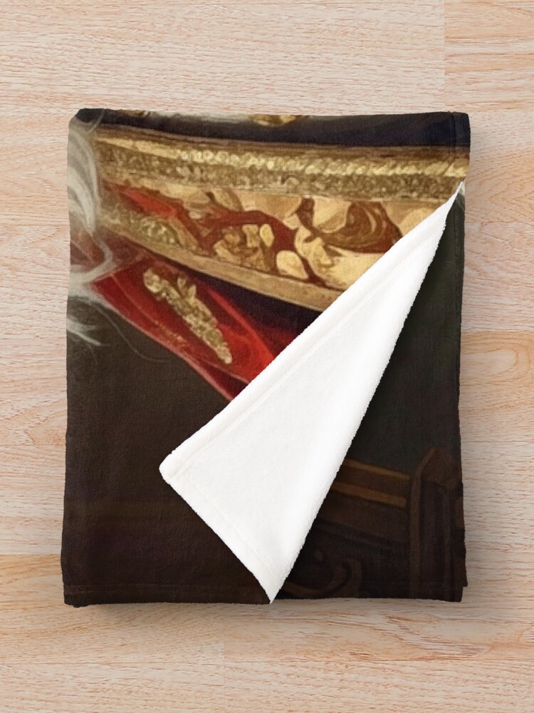 Thumbnail 3 of 6, Throw Blanket, Royal Maine Coon Renaissance Portrait designed and sold by Rutvain.
