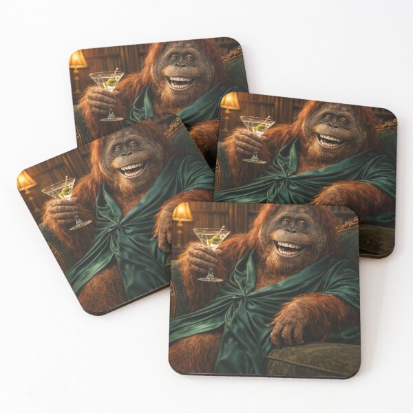 Item preview, The Refined Orangutan – Martini & Library Portrait designed and sold by iMIGHTwearTHAT.