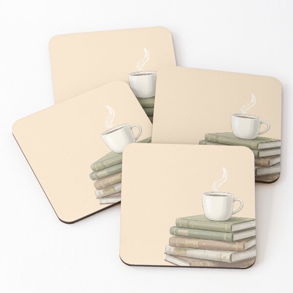 Item preview, Stack of Books with Coffee - Vintage Library Aesthetic designed and sold by WowDezign.