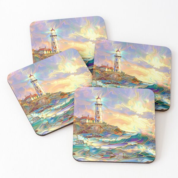 Item preview, Stained Glass Lighthouse at Sunset  designed and sold by MargaretWiktor.