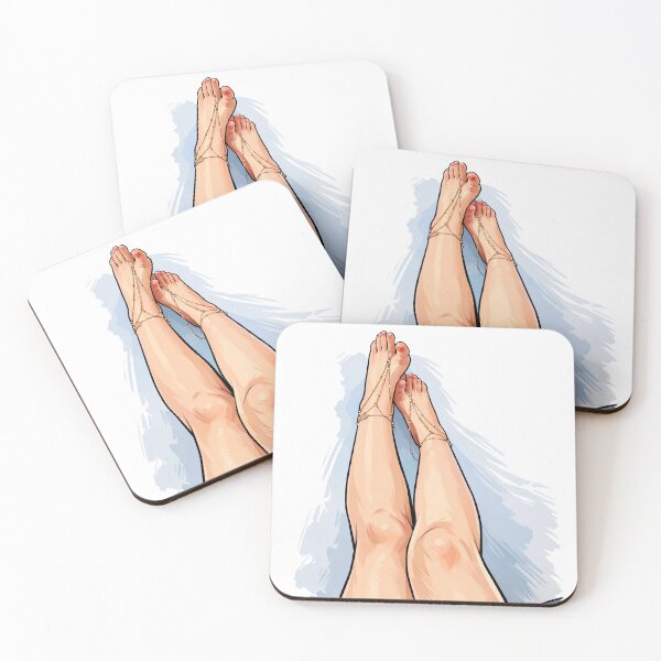 Item preview, Minimal Feet Illustration with Gold Anklets designed and sold by GadLan.