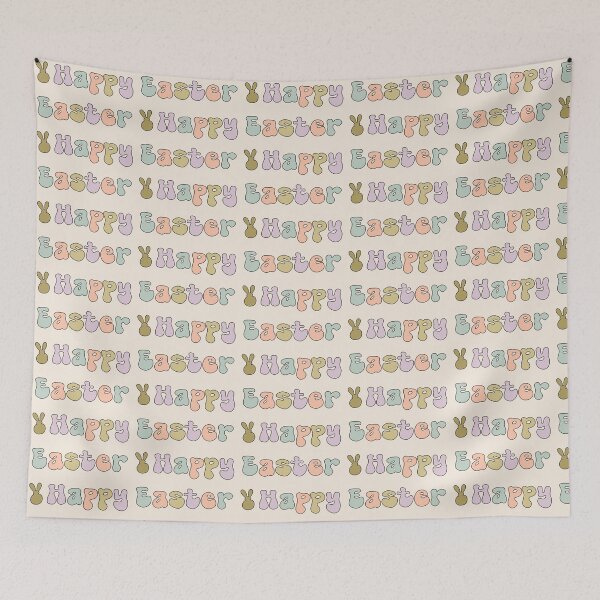 Item preview, Happy Easter Retro Bubble Letter Pattern with Bunny Icons designed and sold by Christina_Denton.