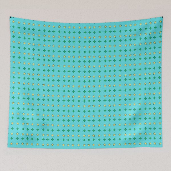 Item preview, Green and Yellow Alternating Stars on Turquoise background pattern designed and sold by fev-rocks.