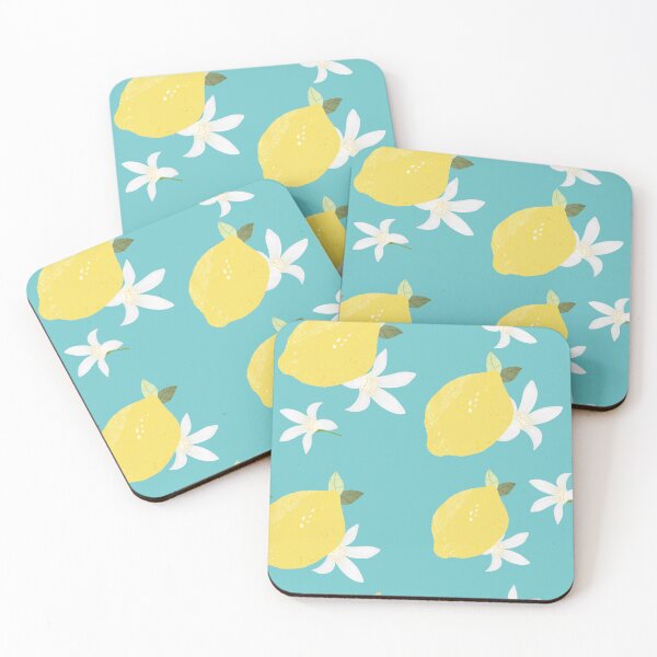 Item preview, Lemon Flowers on Aqua Blue designed and sold by Kimberly Rodriguez.