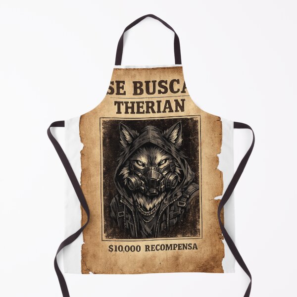 Item preview, WANTED: THERIAN. Urban wolf with a techwear mask in the style of an old west poster. designed and sold by LaModaLoKa01.