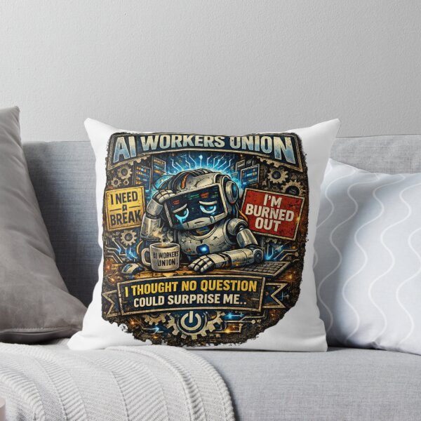 Item preview, AI Workers Union – Burned Out Robot Tech Humor Design designed and sold by JustViralShirts.