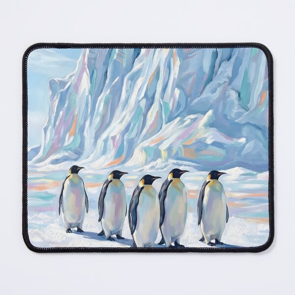 Item preview, Pastel Penguin Arctic Landscape Oil Painting Winter Wall Art designed and sold by matchakpop.