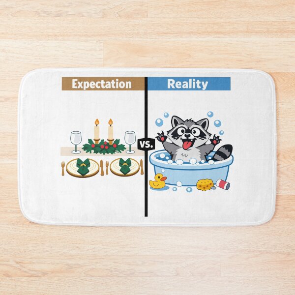 Item preview, Expectation vs Reality Holiday Dinner Raccoon Meme designed and sold by FunFitLife Studio.